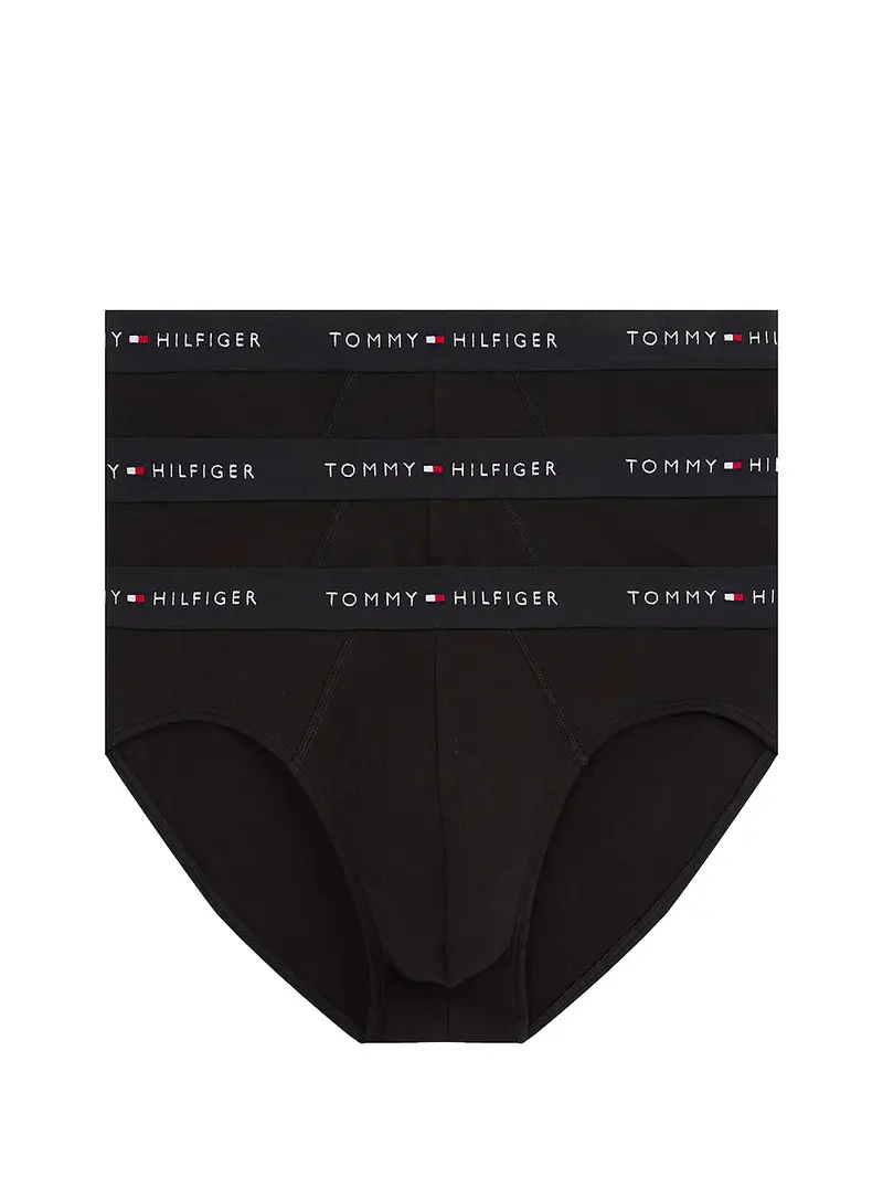 3 Pack Tommy Hilfiger Slip Signature Con Logo - Nero