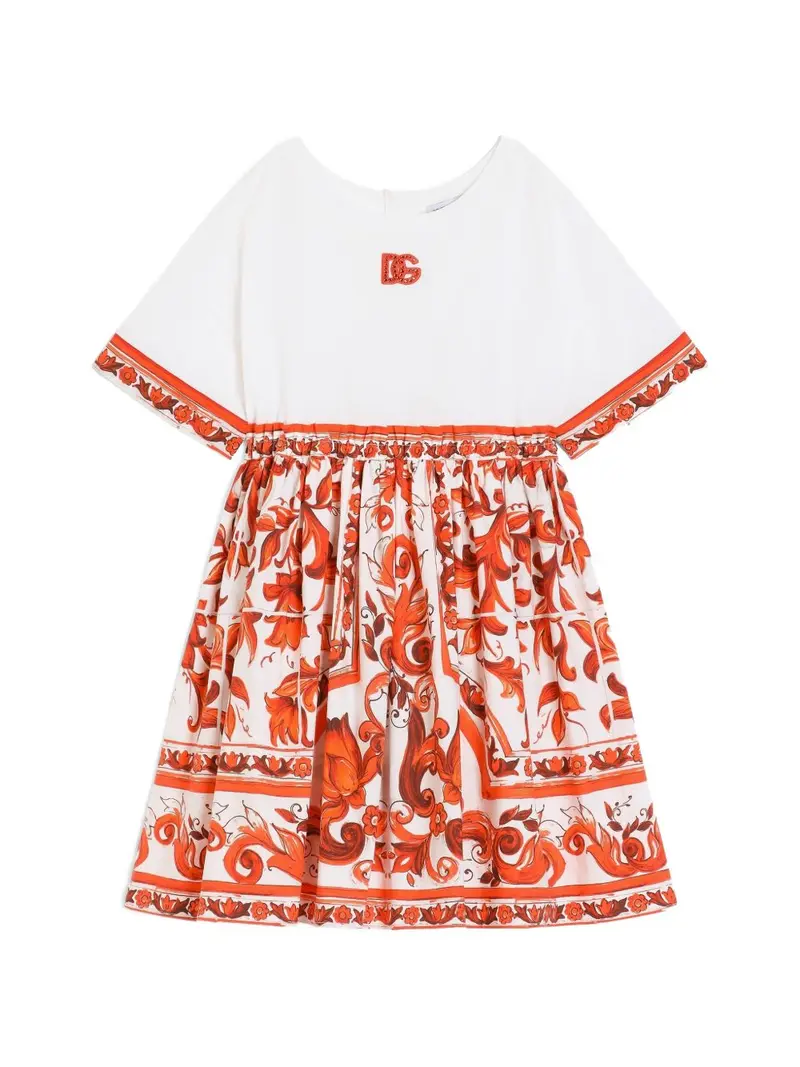 Abito arancione/bianco per bambina