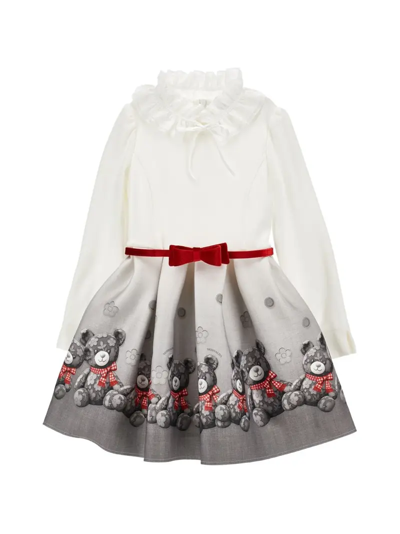Abito bianco/grigio/rosso per bambina