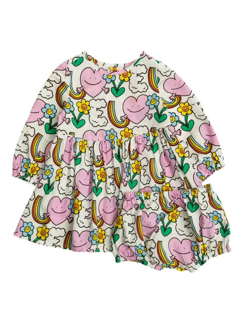 Abito bianco/multicolor per neonata