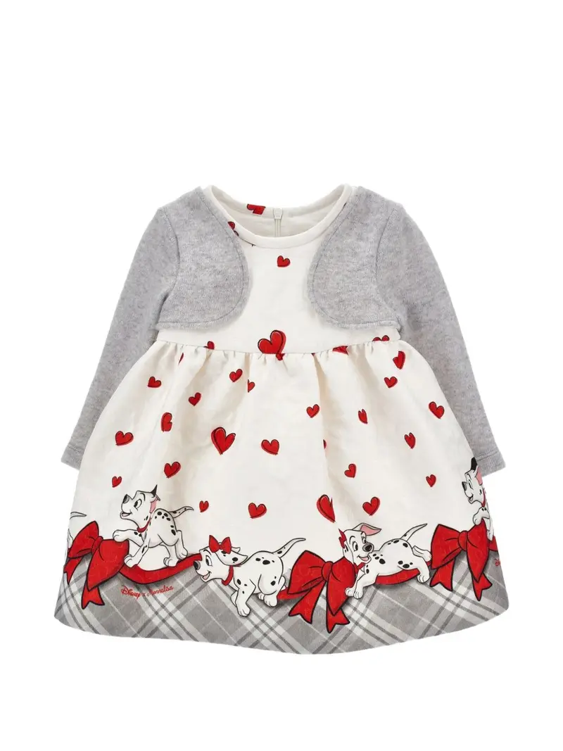 Abito bianco/rosso/grigio per neonata
