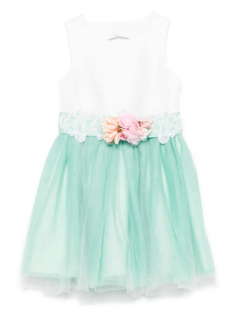 Abito bianco/verde erba per bambina