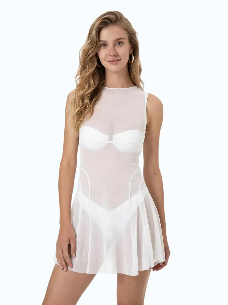 Abito corto in tulle tarsparente