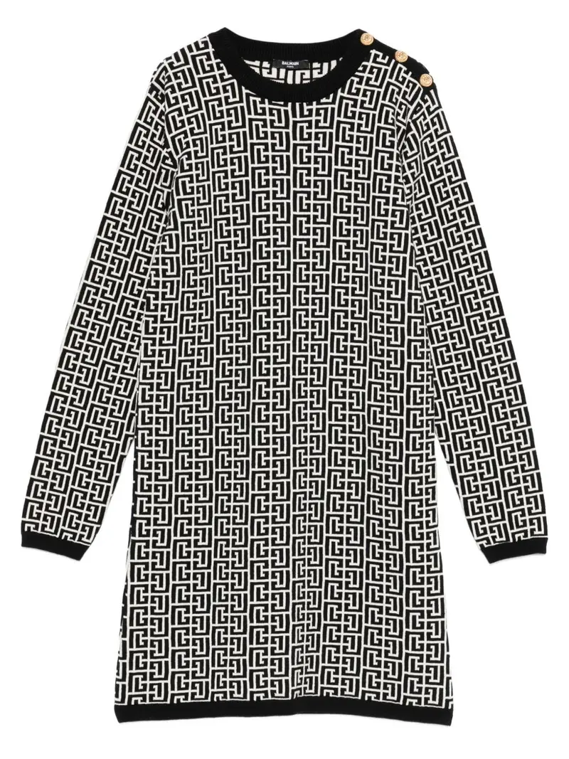Abito monogramma avorio/nero per bambina