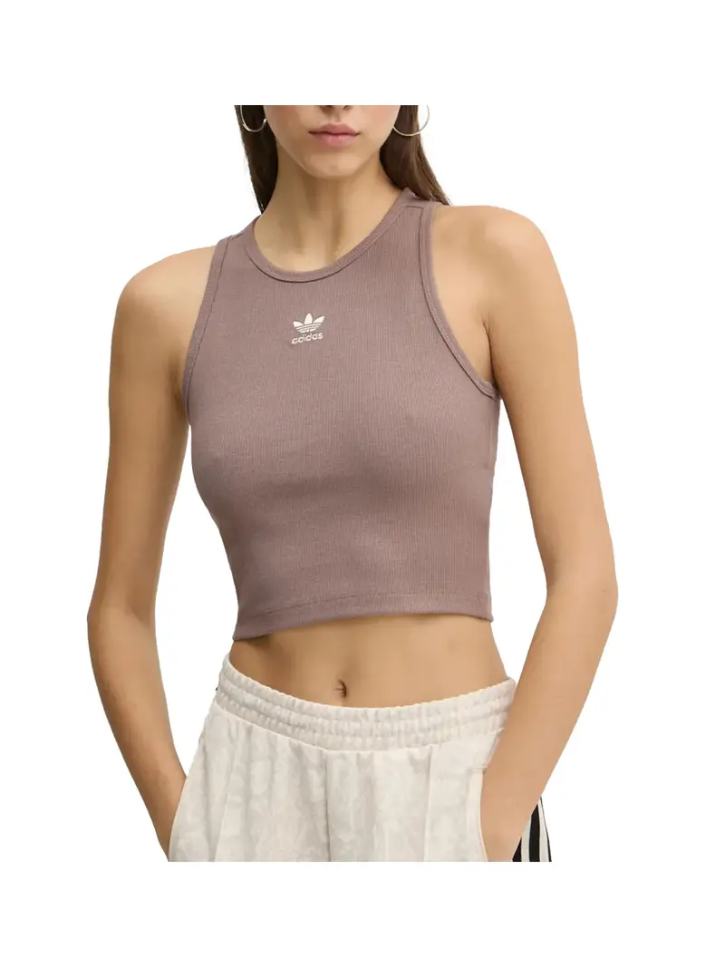 Adidas Ess Rib Canotta Donna Brown - Marrone