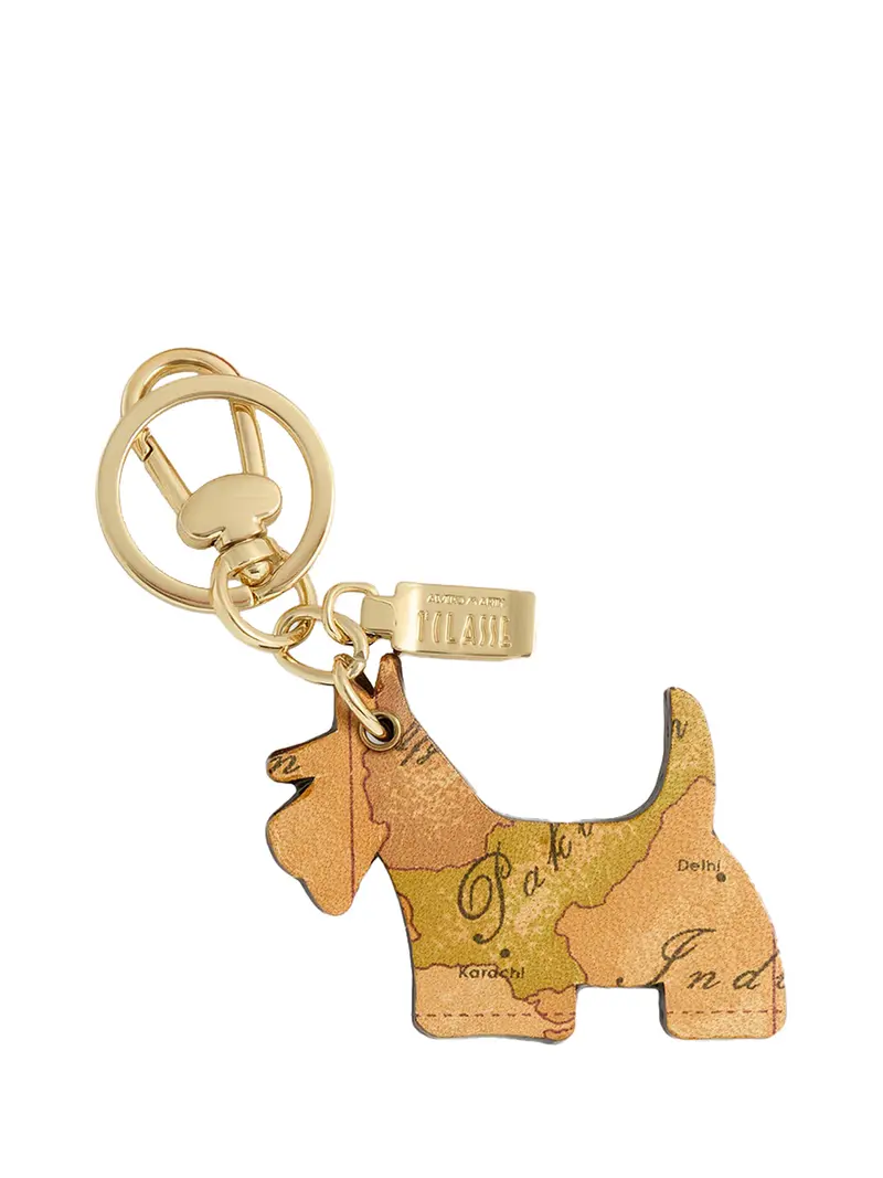 Alviero Martini Portachiavi Scottish Terrier in pelle Taupe