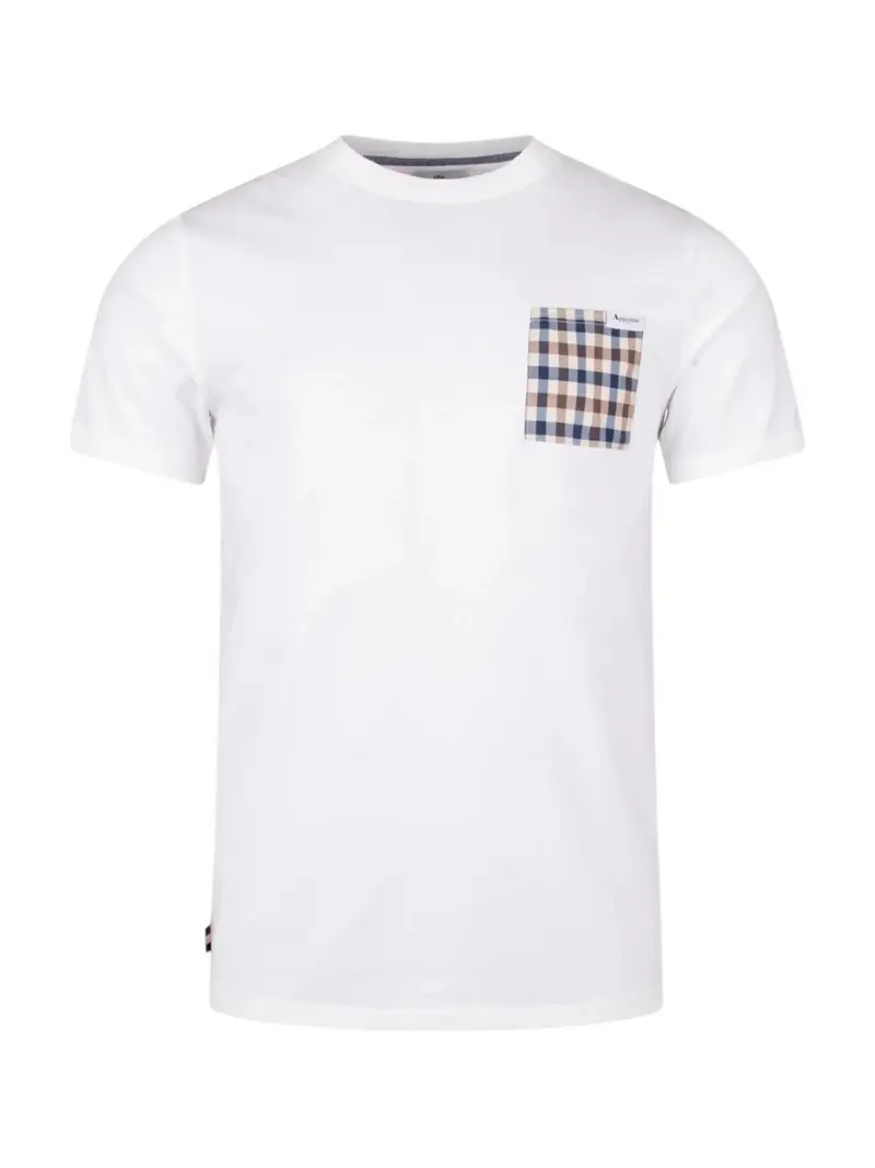 AQUASCUTUM T-shirt Uomo ACTIVE CLUB CHECK POCKET T-SHIRT AA-B004-TS003 BIANCO OPTICAL WHITE