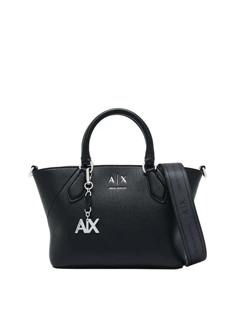 Armani Exchange Borsa A Shopper Logo Frontale - Nero