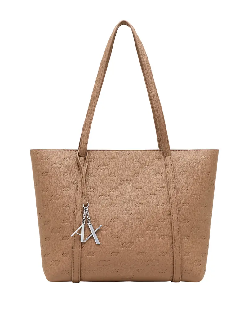 Armani Exchange Borsa Shopper Charm Logo Marrone