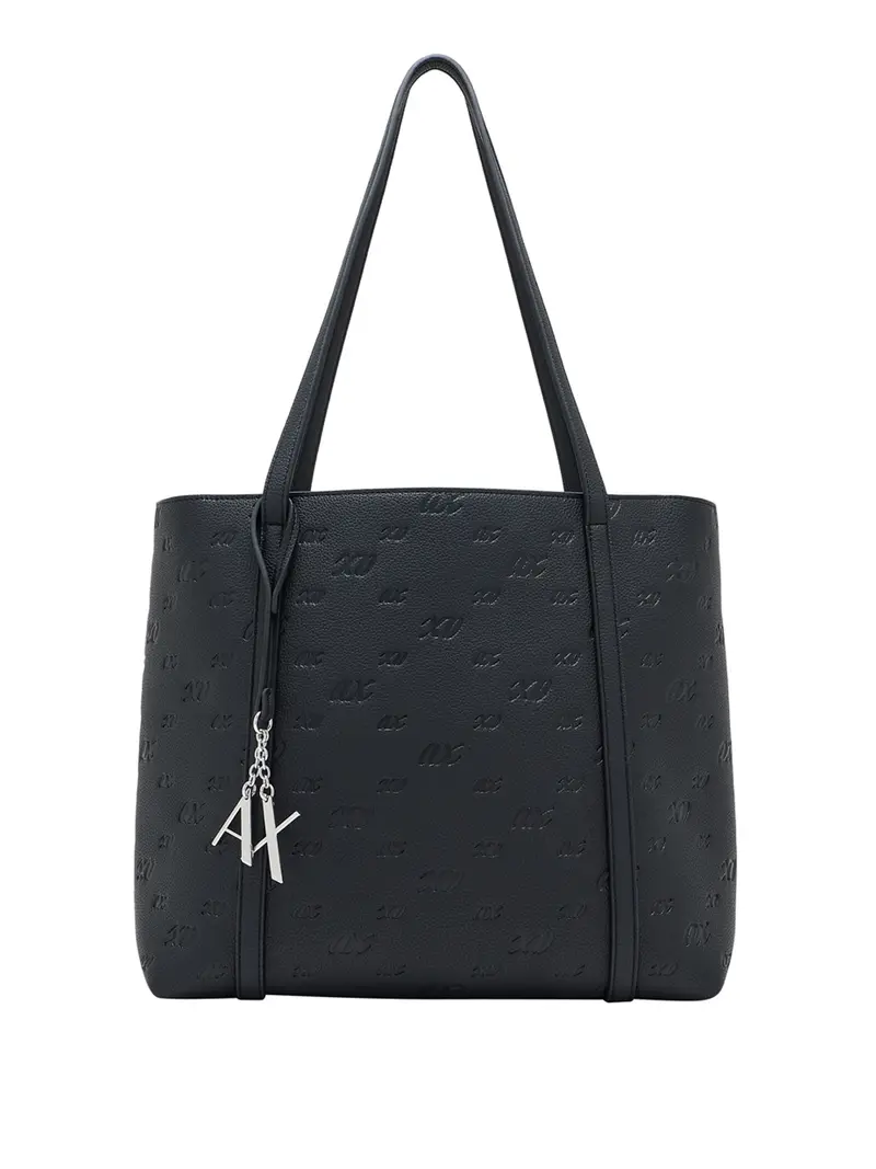 Armani Exchange Borsa Shopper Charm Logo Nero