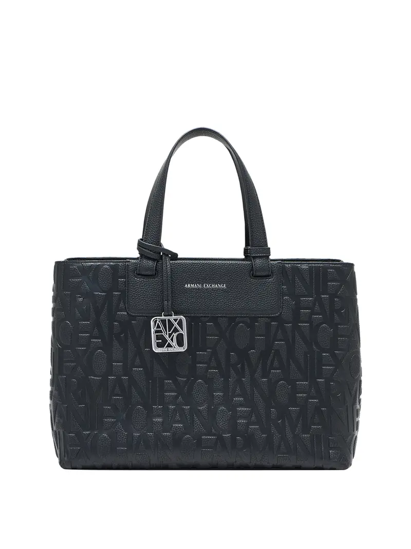 Armani Exchange Borsa Shopper Logo Frontale Nero