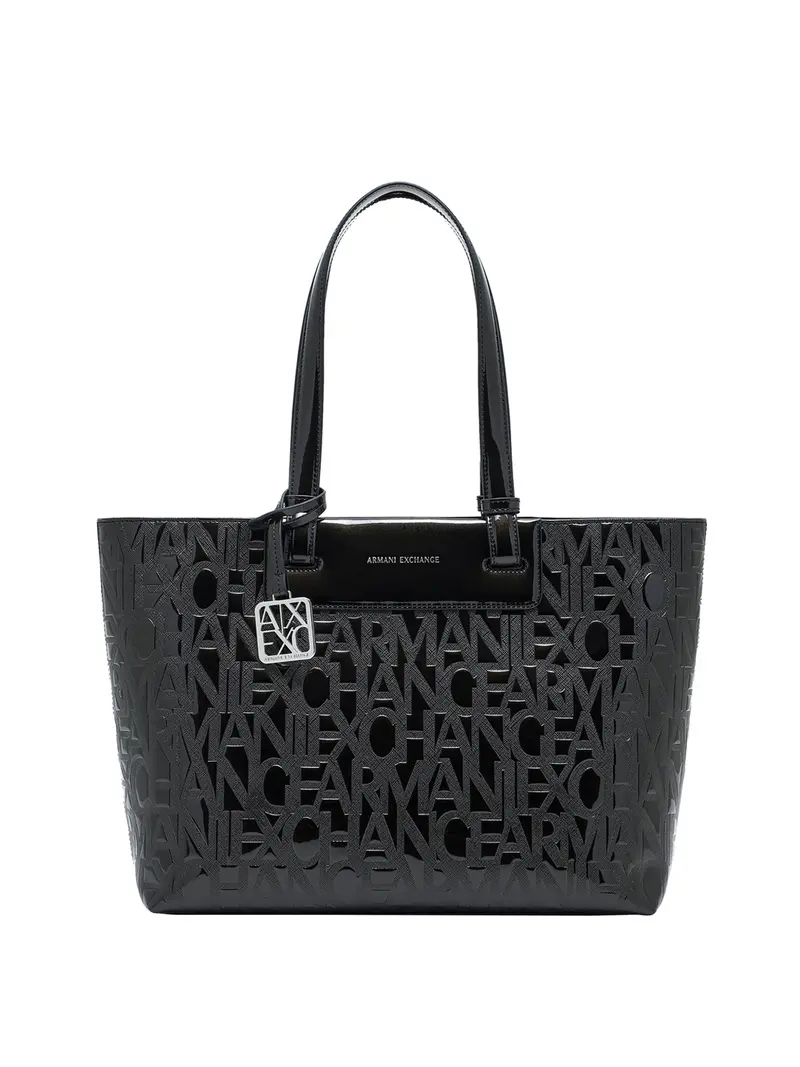 Armani Exchange Borsa Shopper Logo Frontale Nero