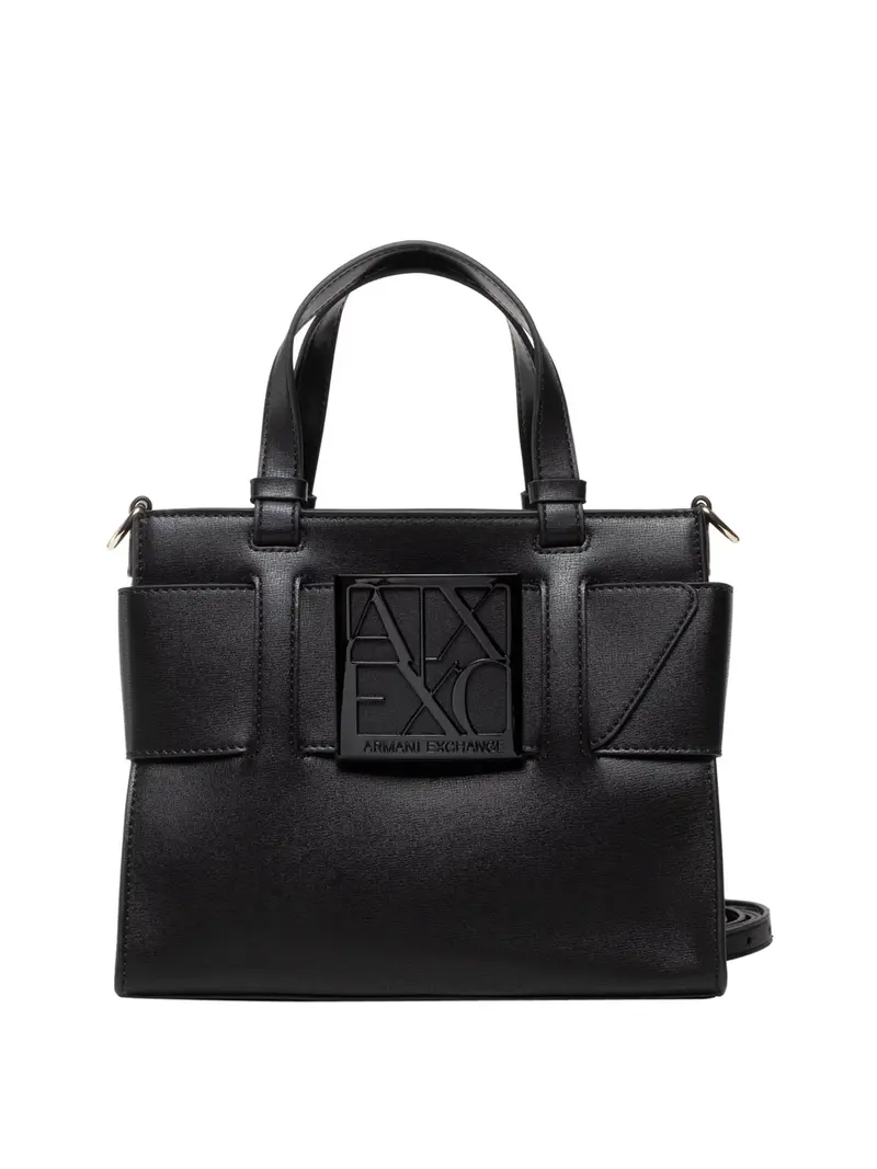 Armani Exchange Borsa Shopper Logo Frontale Nero