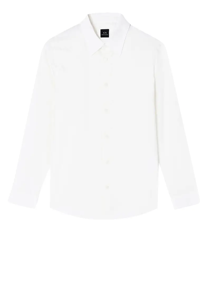 Armani Exchange Camicia regular fit in cotone jacquard Bianco