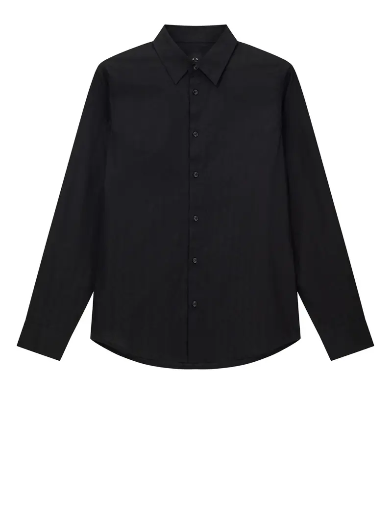 Armani Exchange Camicia regular fit in cotone jacquard Nero