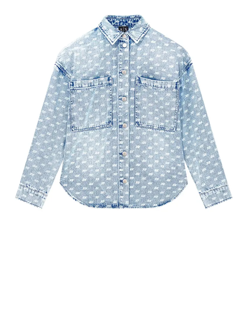 Armani Exchange Camicia Stampa All Over - Blu
