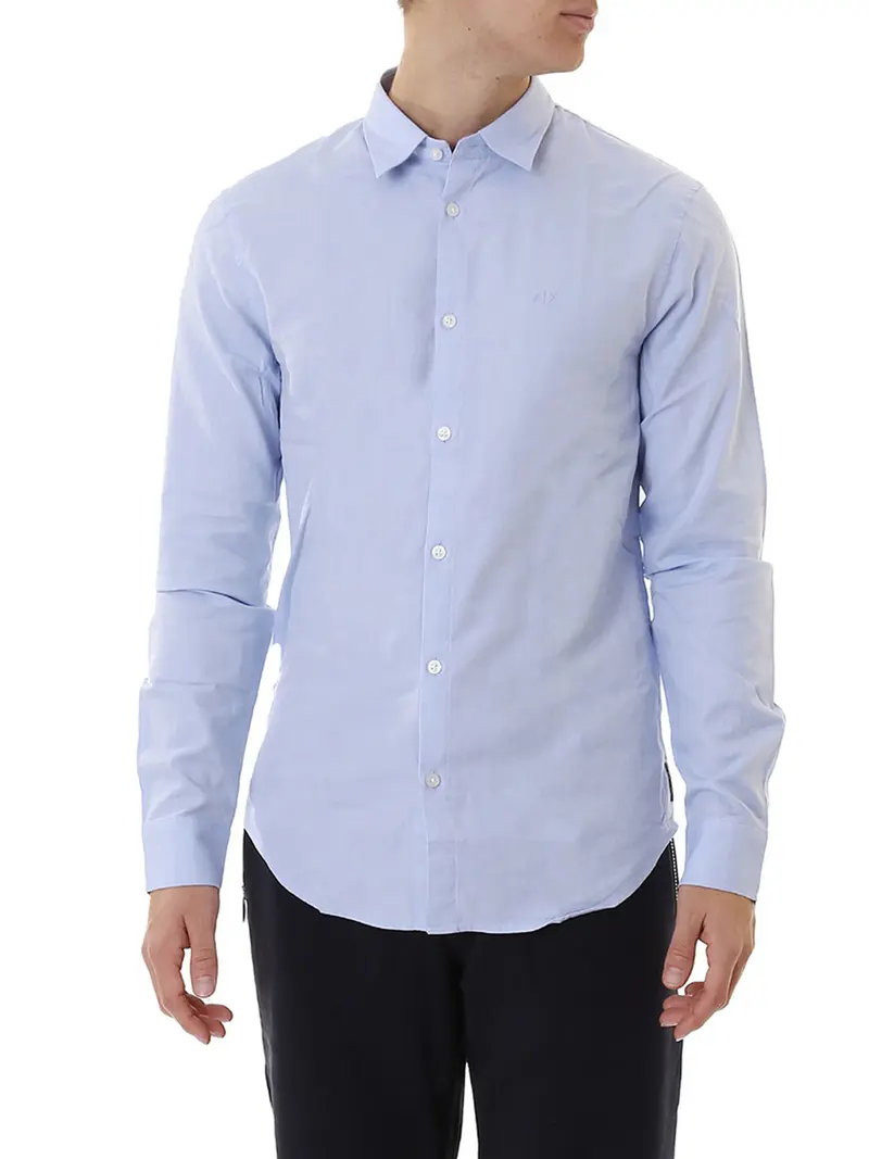 Armani Exchange Camicia Uomo Light Blue Oxford/7b - Blu