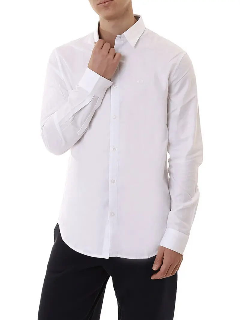 Armani Exchange Camicia Uomo White Oxford/7blue/w - Bianco