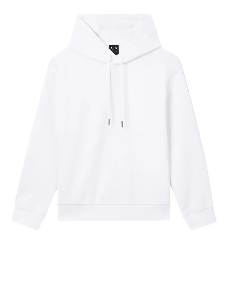 Armani Exchange Felpa con Cappuccio Jacquard Stretch Bianco