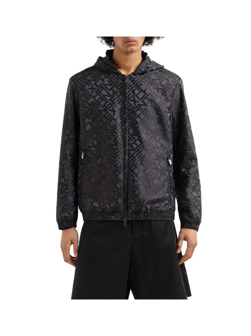 Armani Exchange Giubbotto Blouson Black Allover Big lo - Nero
