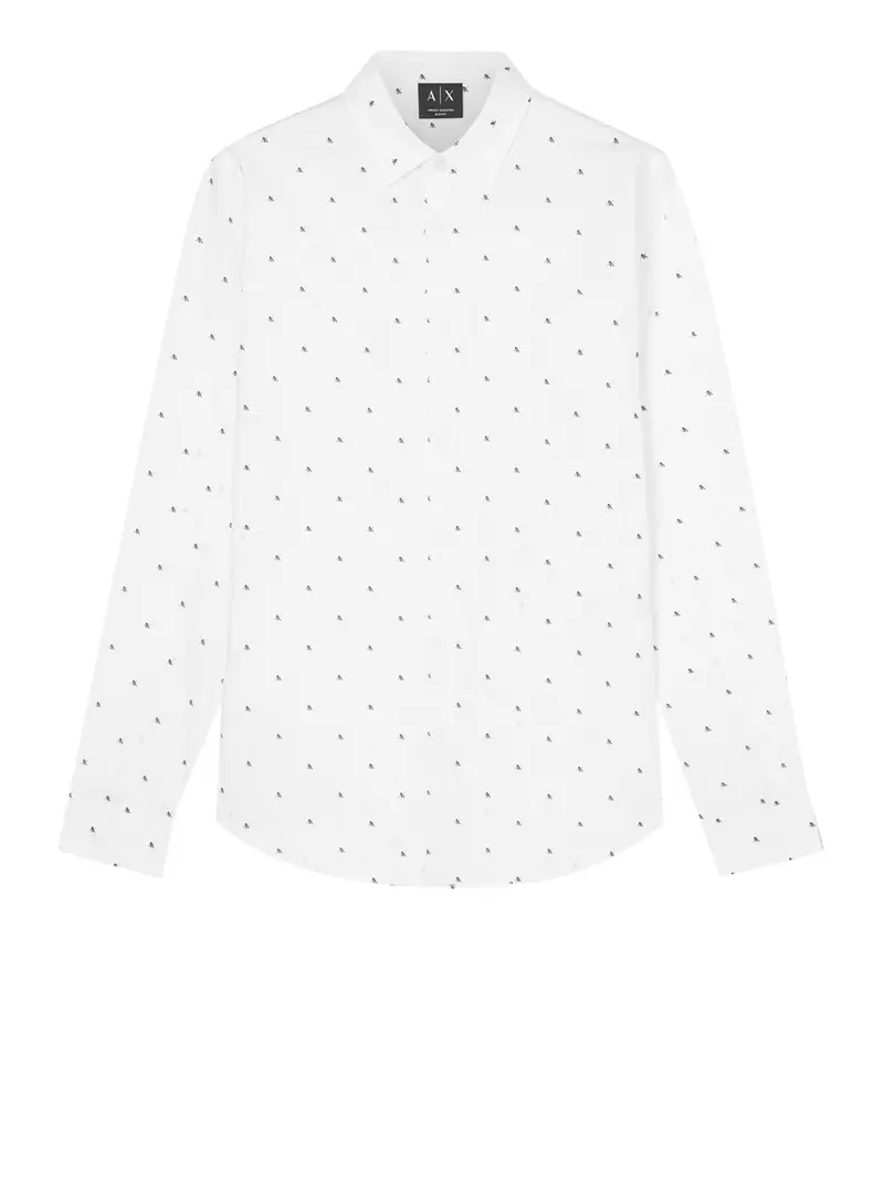 Armani Exchange in Camicia Popeline Stretch Slim Fit Bianco