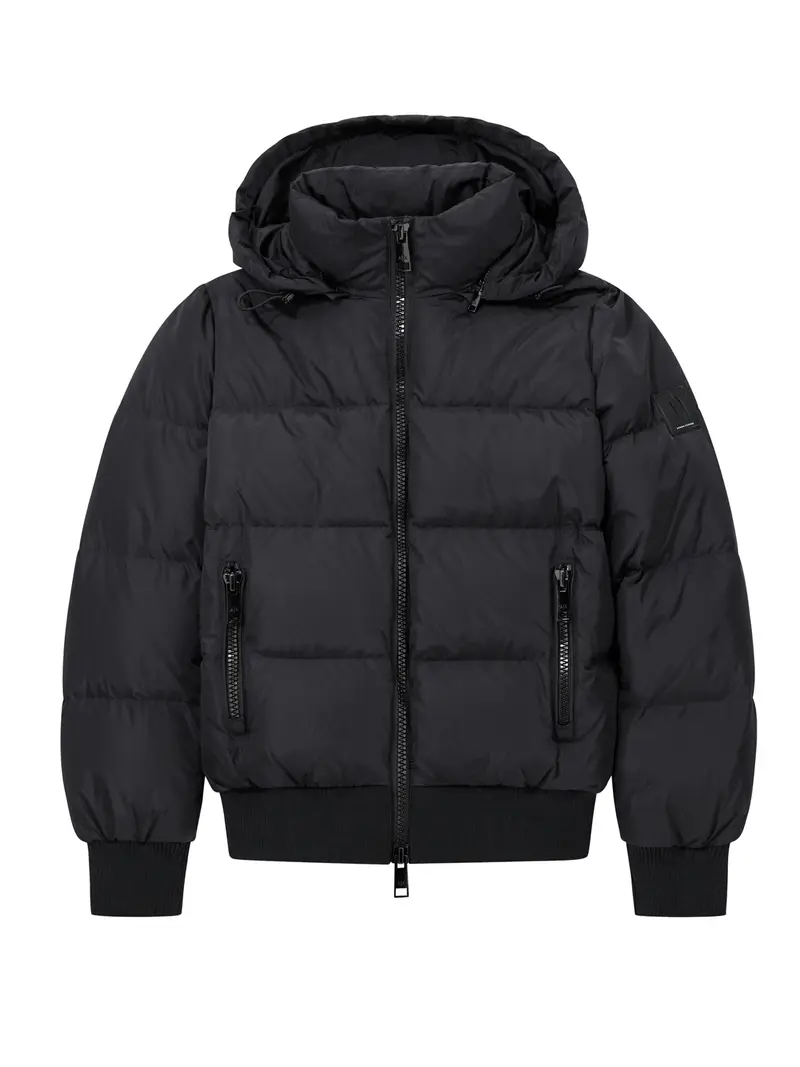 Armani Exchange Piumino Trapuntato Con Cappuccio E Finiture A Costine - Nero