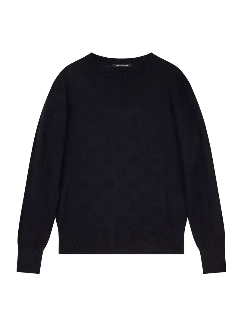 Armani Exchange Pullover Con Motivo A Rilievo - Nero