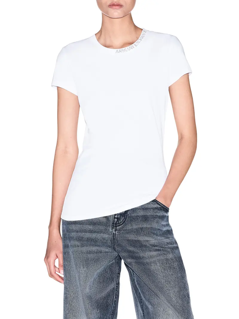 Armani Exchange T-Shirt Logo Frontale Bianco