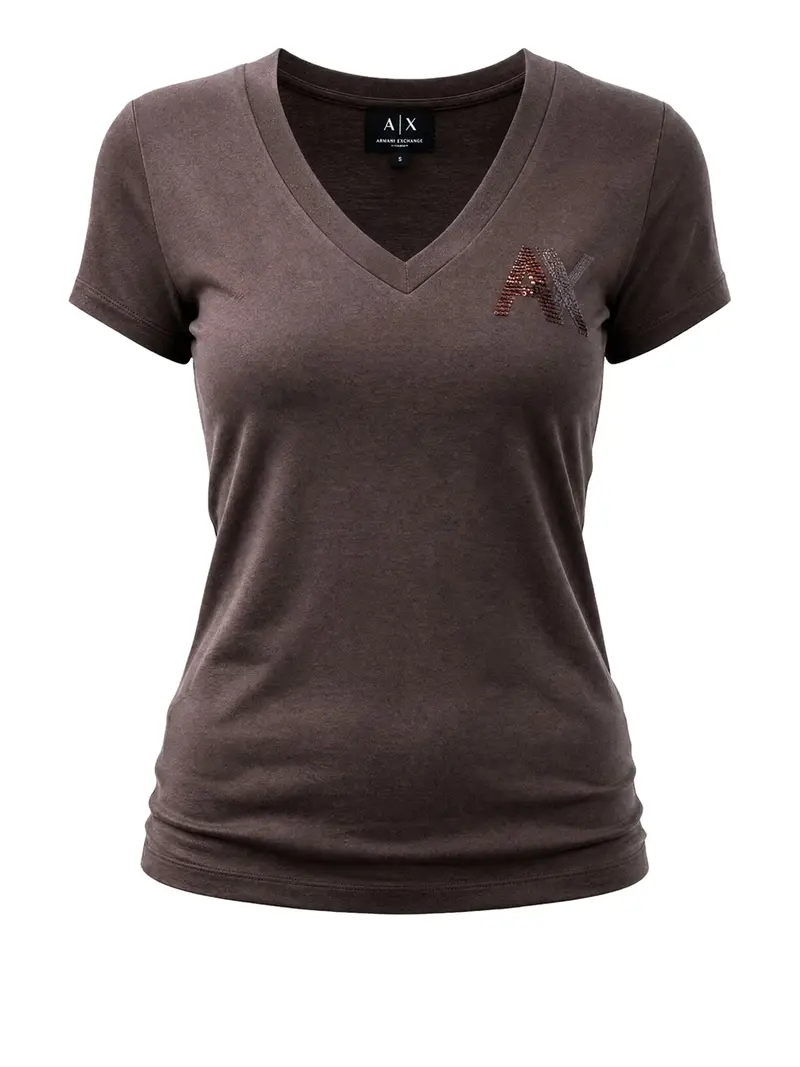 Armani Exchange T-Shirt Logo Frontale Marrone