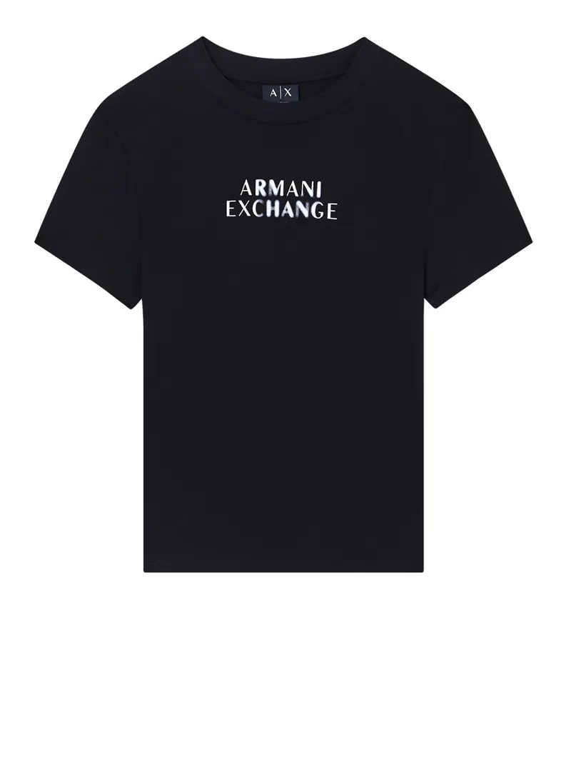 Armani Exchange T-shirt Regular Fit in Jersey di Cotone Classico Nero