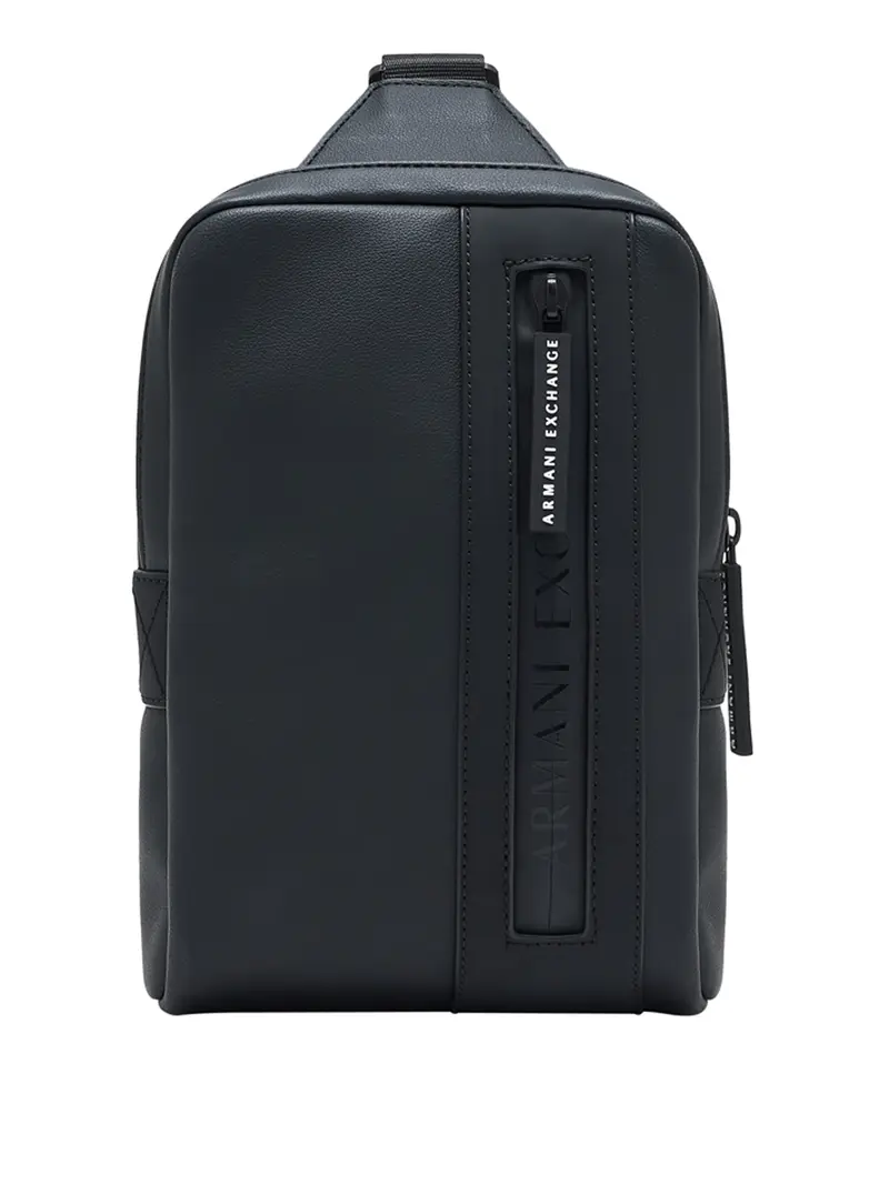 Armani Exchange Zaino In Tessuto Spalmato Con Logo E Tasca Zip - Nero