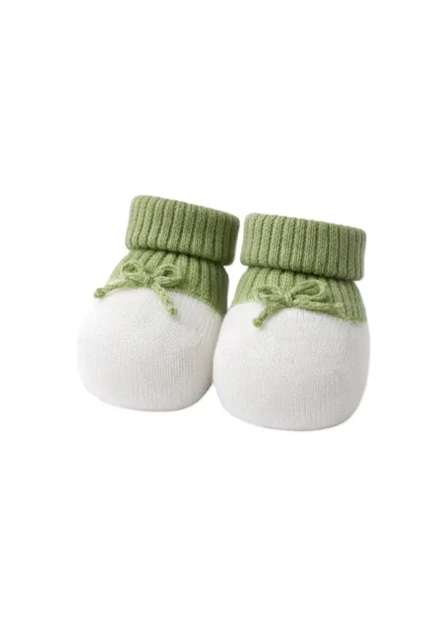 Babbucce bianche/verde per neonato
