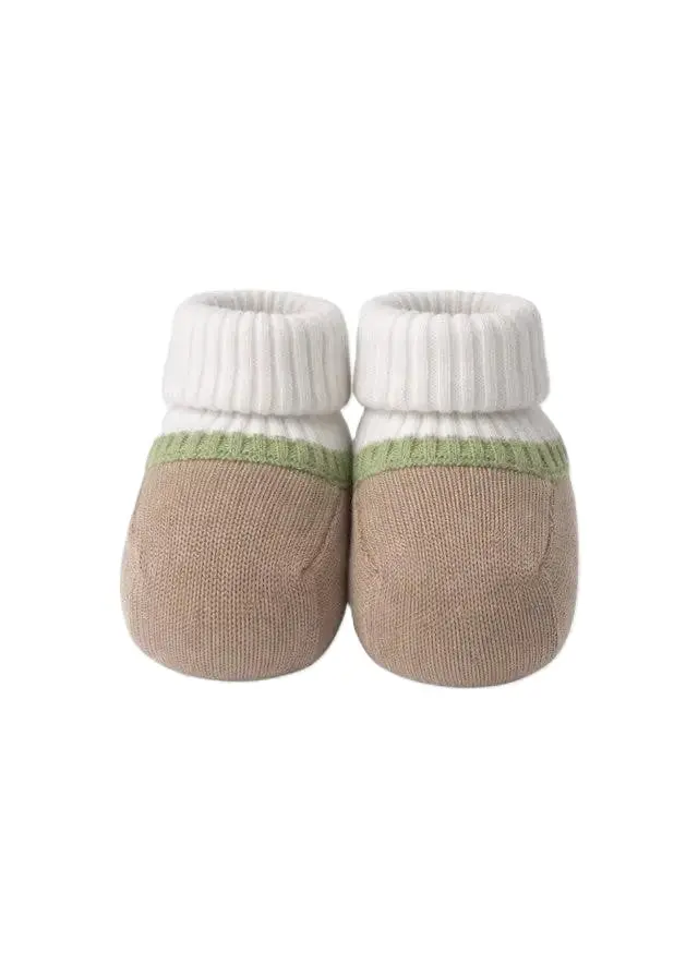 Babbucce marrone/bianca per neonato