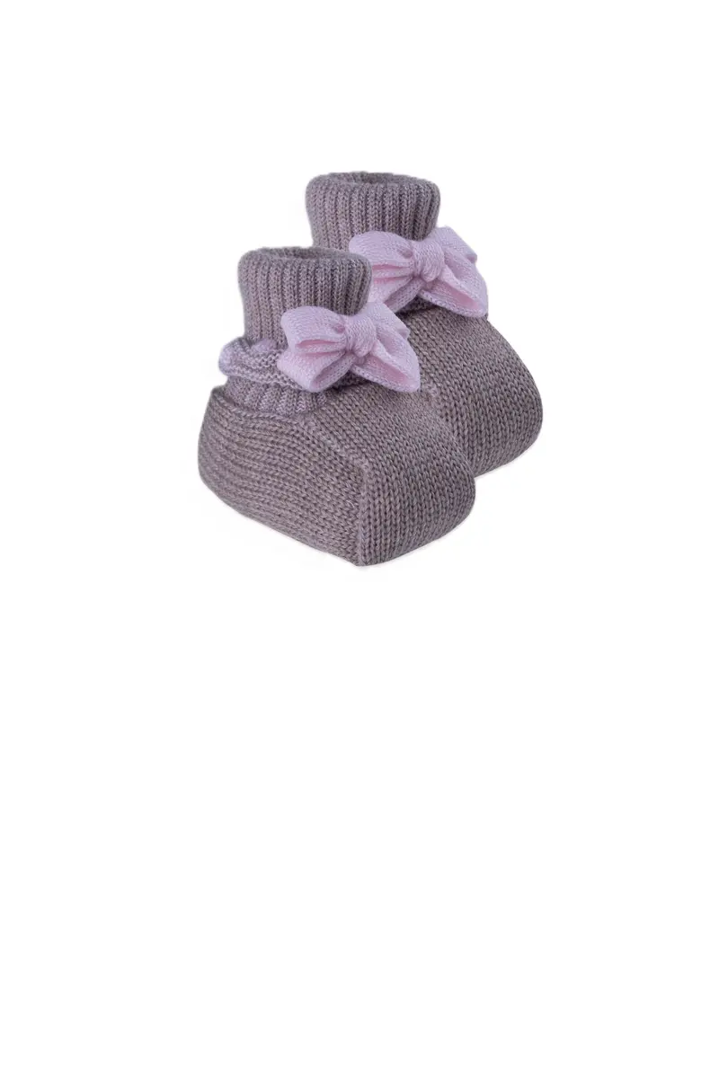 Babbucce tortora/rosa per neonata