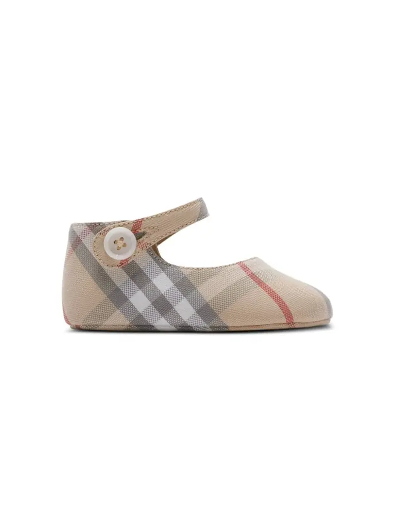 Ballerina 'Mary Jane' per neonata in cotone beige