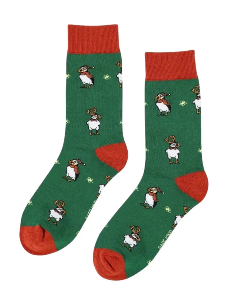 BARE KIND Calzini Unisex adulto  GREEN PUFFIN VERDE/ARANCIO