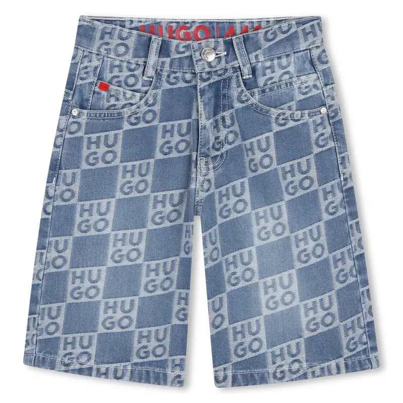 Bermuda in denim con monogramma