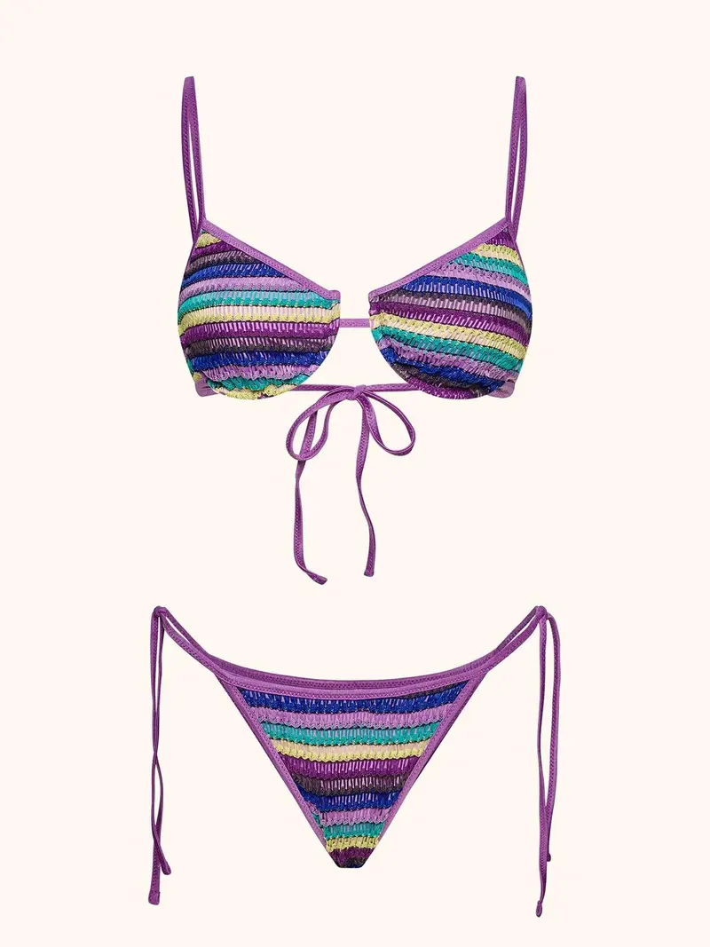 Biki da donna con reggiseno con ferretto e slip regolabili multicolor