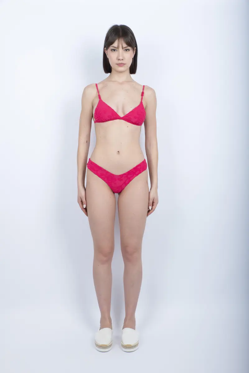 Bikini Andress Baunei top bralette e slip sgambato in spugna Jacquard e motivo SK23 pitaya