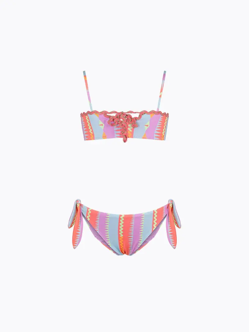 Bikini Bambina F**K Top fisso con Slip Fisso Fantasia