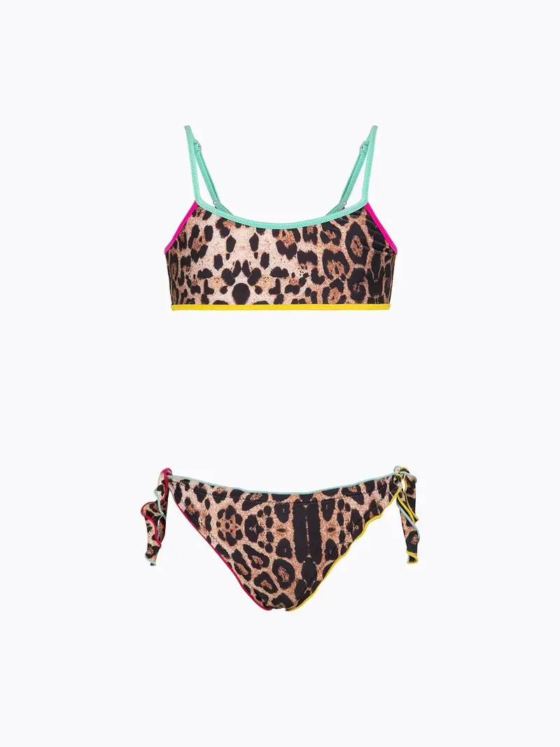 Bikini Bambina F**K Top Fisso con Slip Regolabile Fantasia