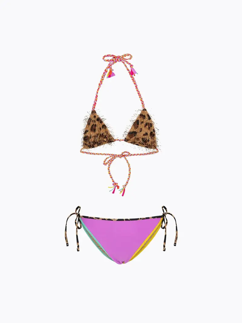 Bikini Bambina F**K Triangolo con Slip Regolabile Fantasia
