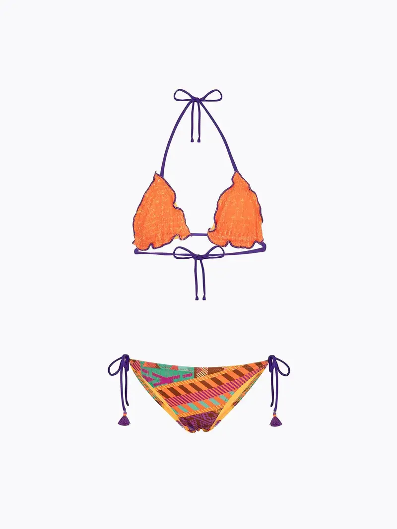 Bikini Bambina F**K Triangolo con Slip Regolabile Fantasia