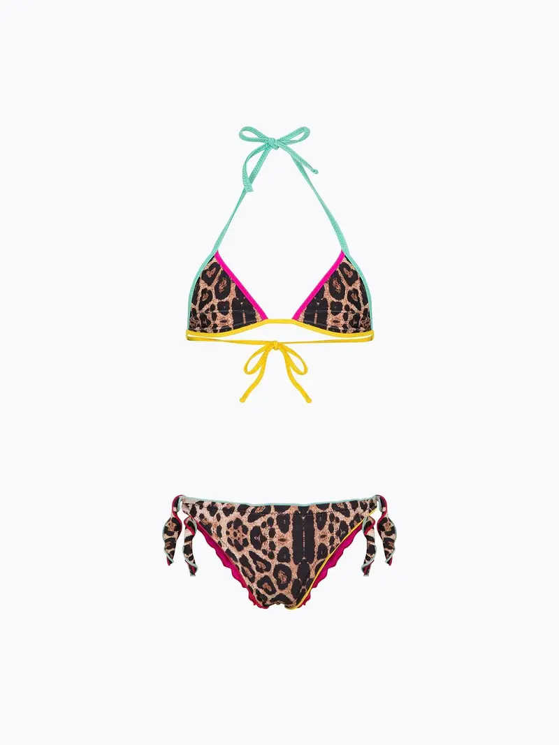 Bikini Bambina F**K Triangolo con Slip Regolabile Fantasia