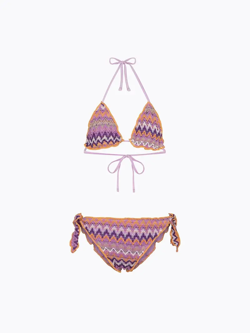 Bikini Bambina F**K Triangolo con Slip Regolabile Multicolor