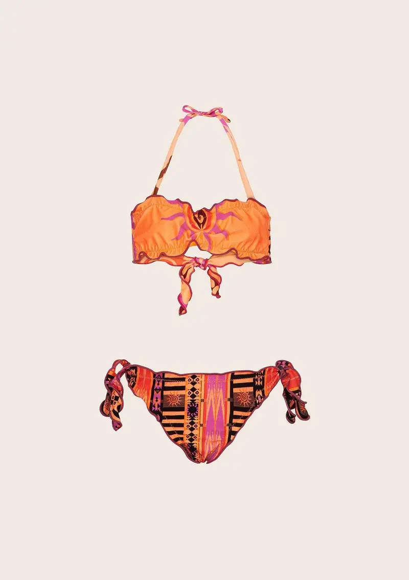 Bikini Bambina Fascia con Slip Regolabile Fantasia rosso