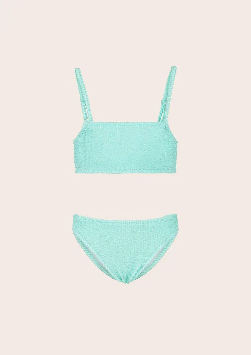 Bikini Bambina Top con Slip Fisso Verde Acqua