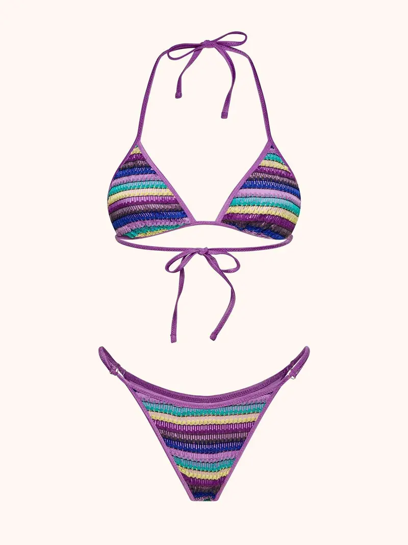 Bikini da donna a triangolo con slip regolabile multicolor