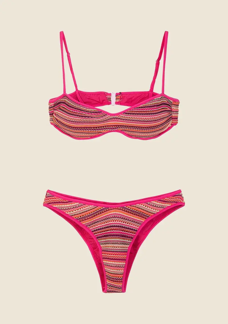 Bikini Donna Fascia con Slip Americano Fisso Fantasia