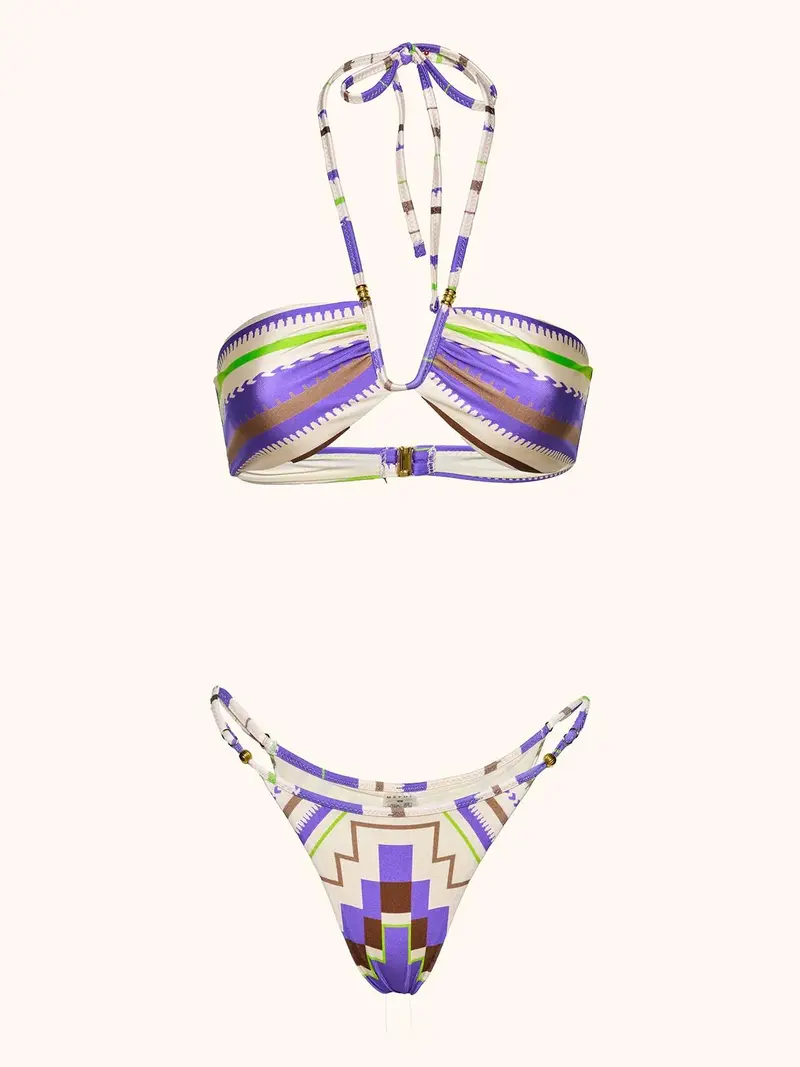 Bikini Donna fascia con slip regolabile fantasia